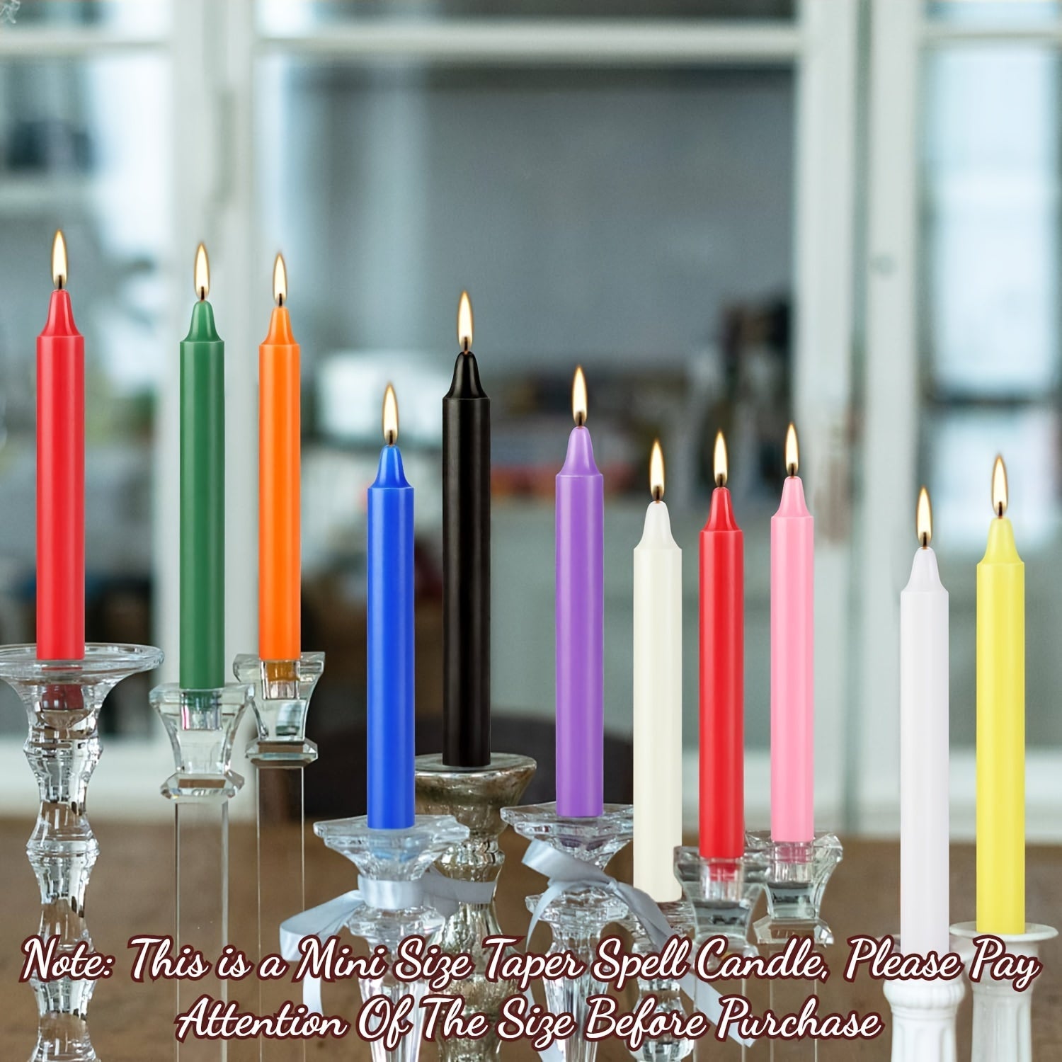 [4 Inch Unscented Spell Candles] Chime Candles Spell Candle Unscented Assorted Colored Candles Mini Taper 4 Inch Tall x 1/2 Inch Diameter, Good for Witch Crafts Supplies with Candle Holder