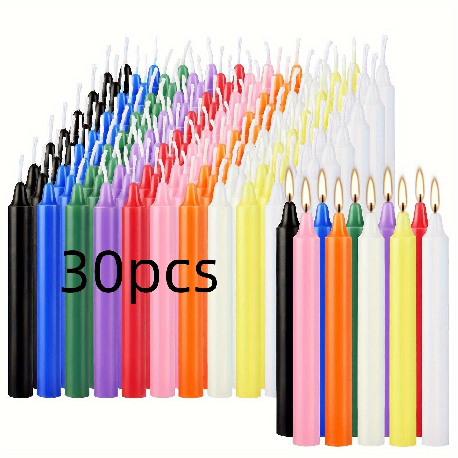 [4 Inch Unscented Spell Candles] Chime Candles Spell Candle Unscented Assorted Colored Candles Mini Taper 4 Inch Tall x 1/2 Inch Diameter, Good for Witch Crafts Supplies with Candle Holder