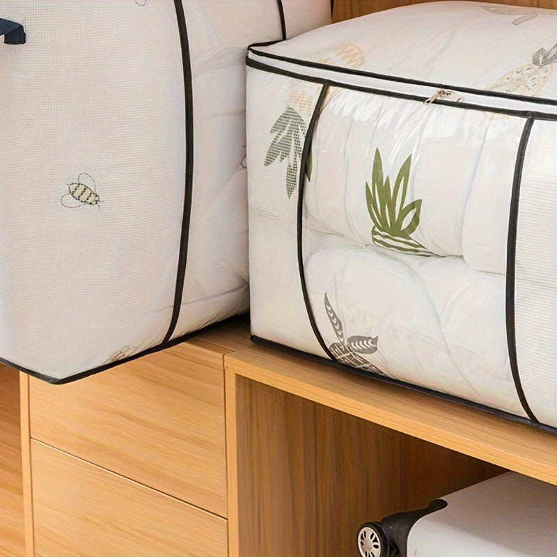 1pc Large Capacity Storage Bag with Zipper – Lightweight, Dustproof Organizer for Clothes & Bedding, Transparent Design with Handles, 2 Styles Available, Clothing Organizer | Zipper Closure | Durable Handles, Clothes Organizer Storage