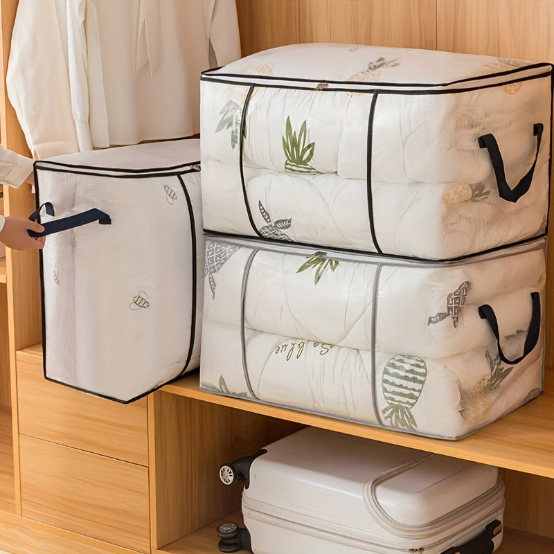 1pc Large Capacity Storage Bag with Zipper – Lightweight, Dustproof Organizer for Clothes & Bedding, Transparent Design with Handles, 2 Styles Available, Clothing Organizer | Zipper Closure | Durable Handles, Clothes Organizer Storage