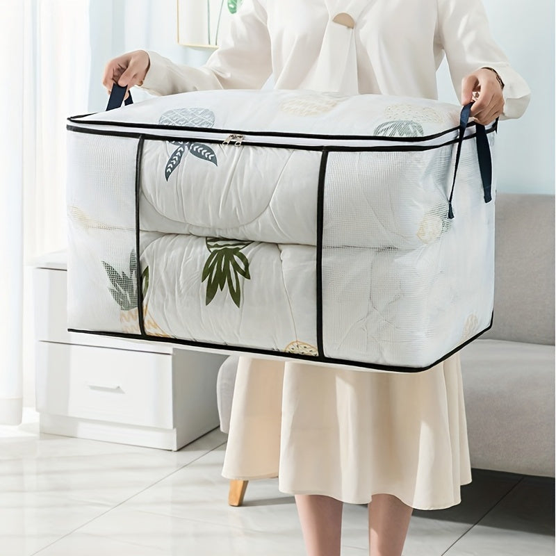 1pc Large Capacity Storage Bag with Zipper โ Lightweight, Dustproof Organizer for Clothes & Bedding, Transparent Design with Handles, 2 Styles Available, Clothing Organizer | Zipper Closure | Durable Handles, Clothes Organizer Storage