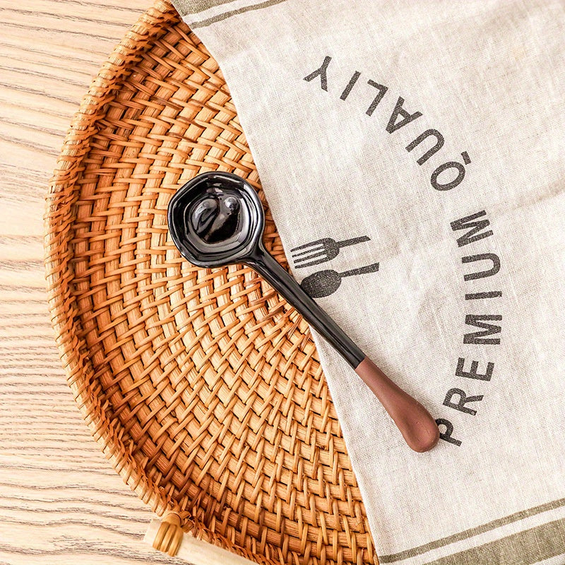 [4pcs Heat-Resistant Ceramic Spoons] 4pcs Retro European Earthenware Ceramic Spoons, Heat-Resistant Stirring Utensils for Salad, Breakfast, Coffee - Ideal for Home, Dorm, Restaurant Use - Creative Kitchen Gift Set