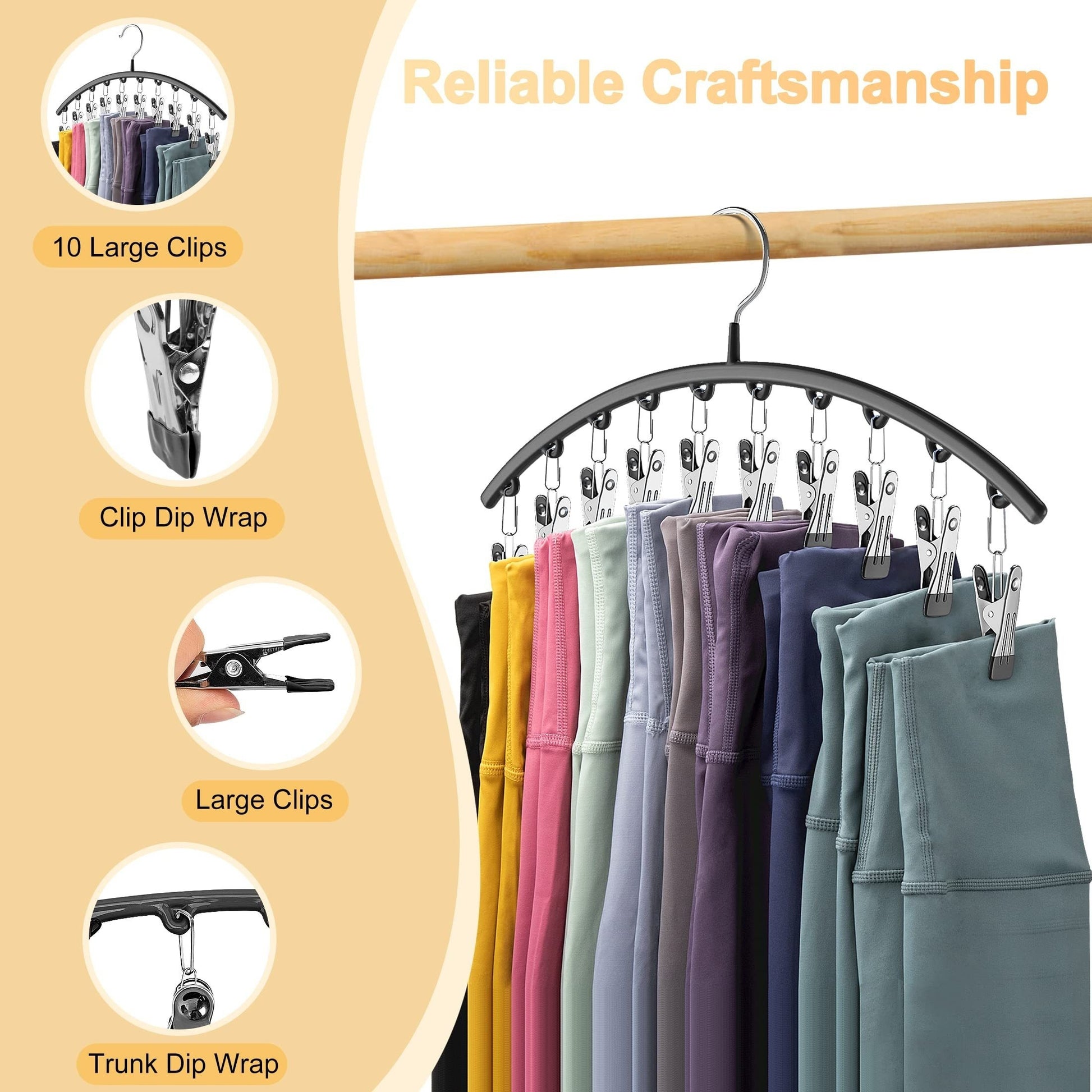 1pc/2pcs Pink Black Metal Clip Hanger with 10 Clips to Hold 10 Gaiters, Hangers, Space Saving Hanging Closet Organizer for Closet Organizer And Storage 319570992