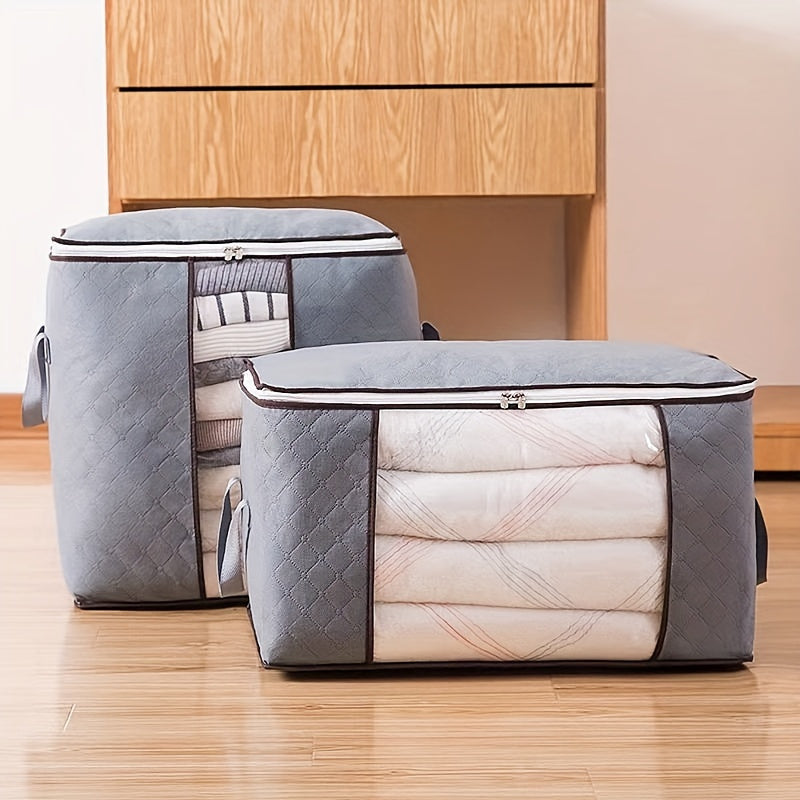 1pc Polyester Garment Storage Bag with Handles, Transparent Window, Large Capacity, for Clothes and Quilts, Wardrobe Closet Organizer, Space Saver for Home, Bedroom, Dorm