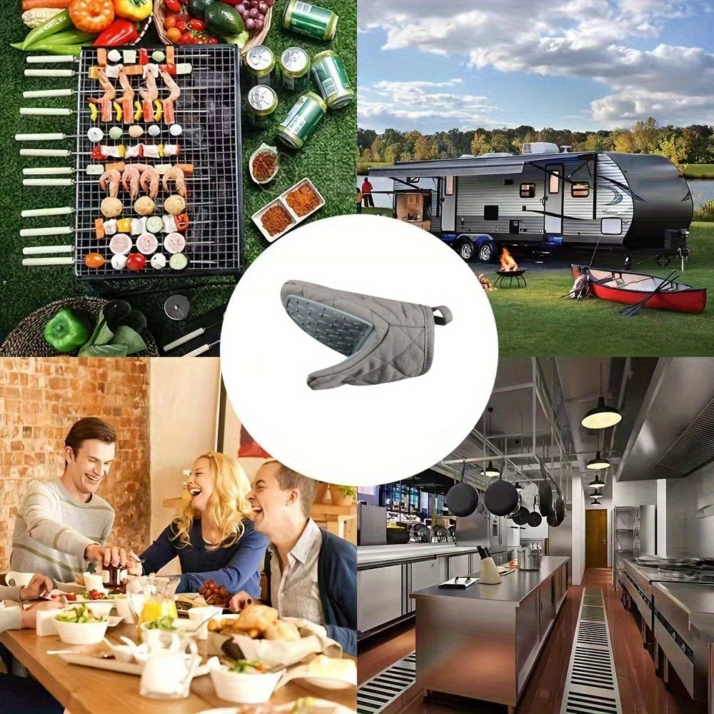 1pc Silicone Anti-Scalding Oven Glove - Heat-Resistant Kitchen Mitt with Ergonomic Design, Light Blue & Gray, Durable & Comfortable for Cooking, Baking, and Tray Holding, Oven Mitts for Cooking, Baking Essentials, Modern Kitchenwear, Heatresistant Materia