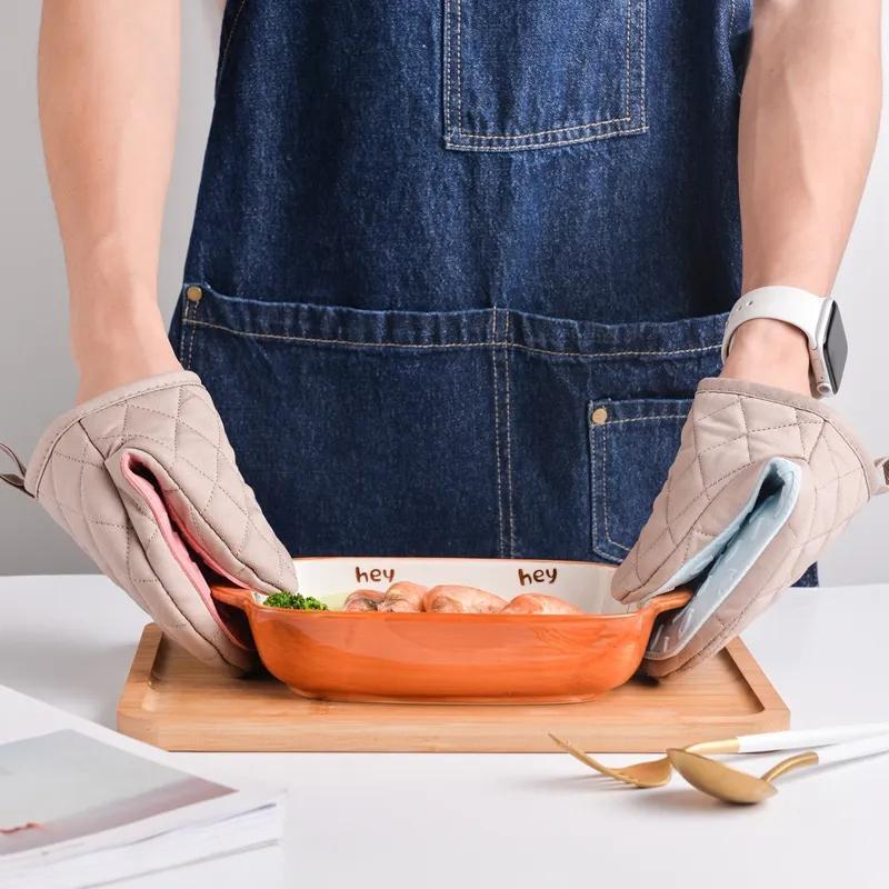 1pc Silicone Anti-Scalding Oven Glove - Heat-Resistant Kitchen Mitt with Ergonomic Design, Light Blue & Gray, Durable & Comfortable for Cooking, Baking, and Tray Holding, Oven Mitts for Cooking, Baking Essentials, Modern Kitchenwear, Heatresistant Materia