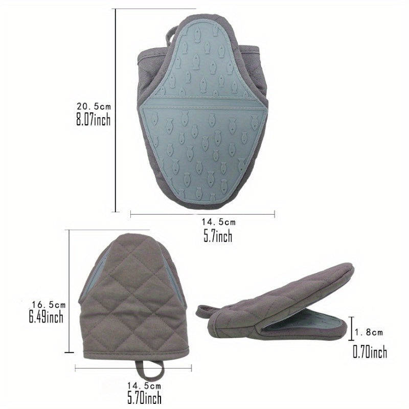 1pc Silicone Anti-Scalding Oven Glove - Heat-Resistant Kitchen Mitt with Ergonomic Design, Light Blue & Gray, Durable & Comfortable for Cooking, Baking, and Tray Holding, Oven Mitts for Cooking, Baking Essentials, Modern Kitchenwear, Heatresistant Materia