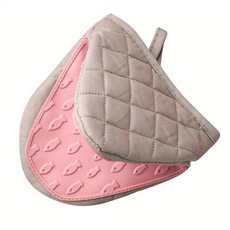 1pc Silicone Anti-Scalding Oven Glove - Heat-Resistant Kitchen Mitt with Ergonomic Design, Light Blue & Gray, Durable & Comfortable for Cooking, Baking, and Tray Holding, Oven Mitts for Cooking, Baking Essentials, Modern Kitchenwear, Heatresistant Materia