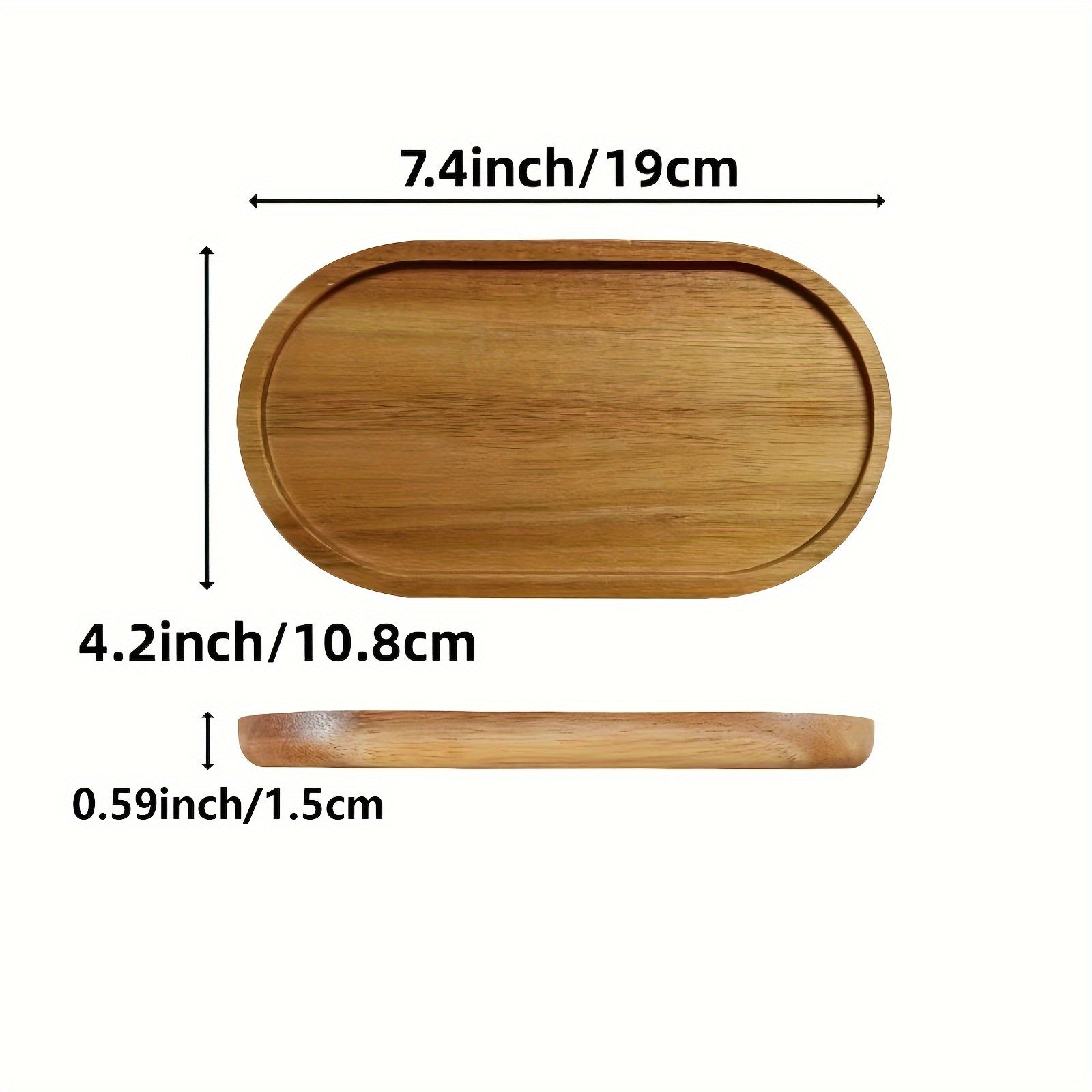 1pc Oval Japanese-Style Wooden Coaster Tray - Multipurpose Solid Wood Serving Platter for Breakfast, Bread, Desserts - Ideal for Home, Kitchen, Restaurant Use