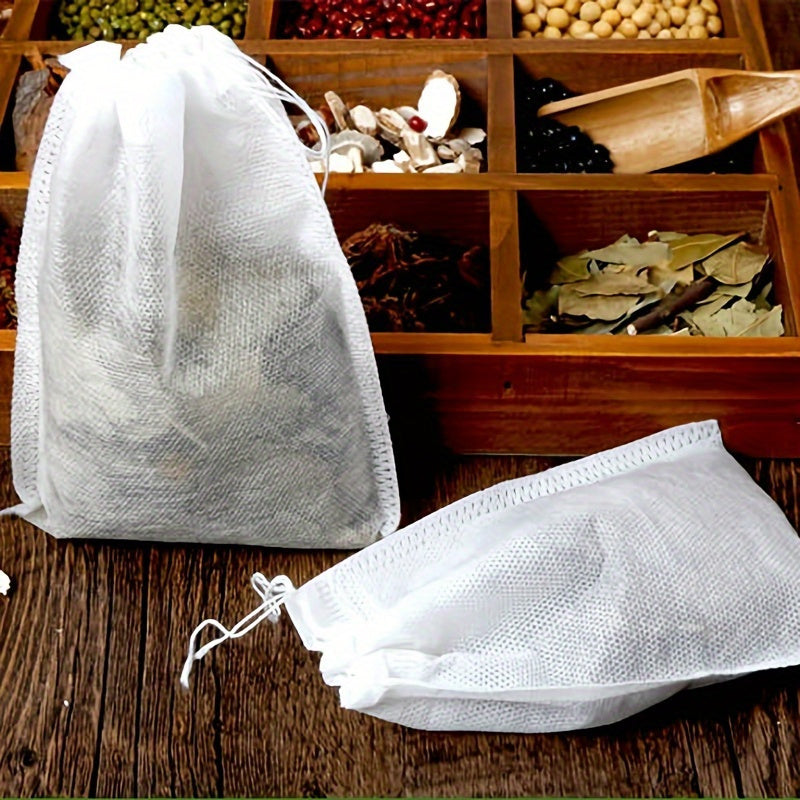 100pcs Reusable Drawstring Soup Bags - Versatile Tea, Spice & Cheesecloth Filters for Cooking, Chinese Medicine & Bone Broth Brewing - Essential Kitchen Accessories