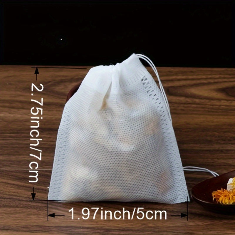 100pcs Reusable Drawstring Soup Bags - Versatile Tea, Spice & Cheesecloth Filters for Cooking, Chinese Medicine & Bone Broth Brewing - Essential Kitchen Accessories