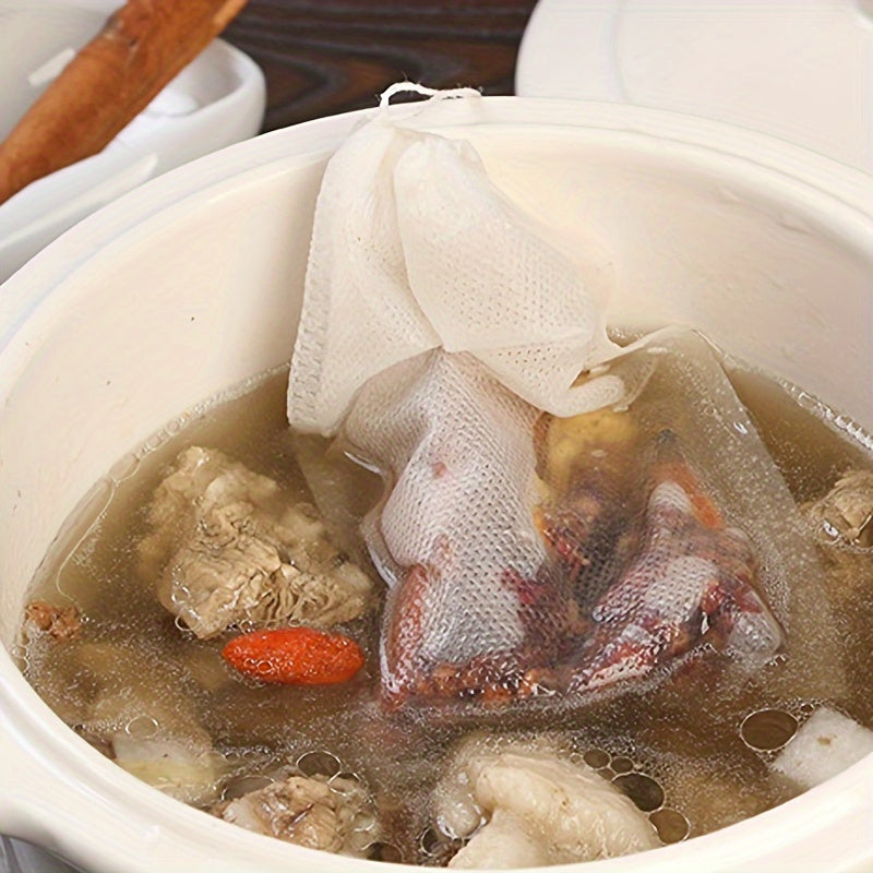 100pcs Reusable Drawstring Soup Bags - Versatile Tea, Spice & Cheesecloth Filters for Cooking, Chinese Medicine & Bone Broth Brewing - Essential Kitchen Accessories