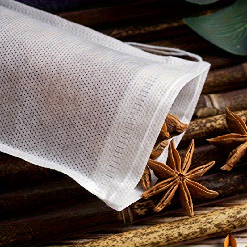100pcs Reusable Drawstring Soup Bags - Versatile Tea, Spice & Cheesecloth Filters for Cooking, Chinese Medicine & Bone Broth Brewing - Essential Kitchen Accessories