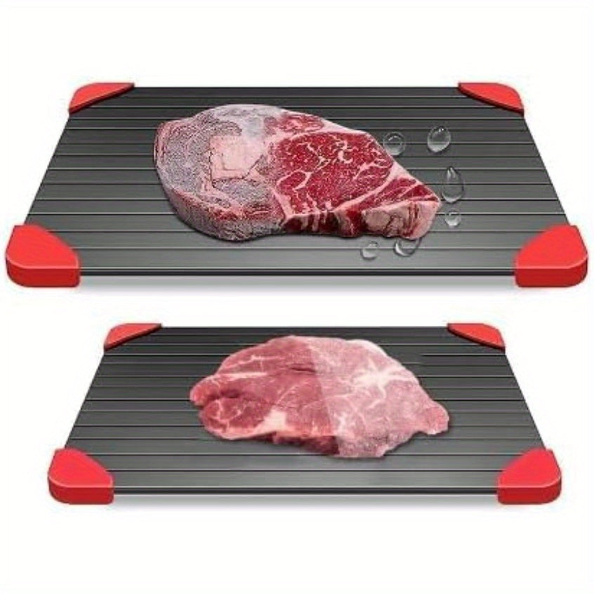 Fast Magic Meat Defrosting Board - Rapid Aluminum Thawing Tray with Silicone Edges, Efficient Frozen Meat Defroster for Kitchen, Perfect for Quick & Easy Meat Defrosting, Meat Thawing Devic