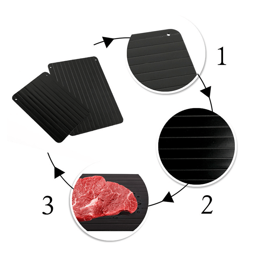 Fast Magic Meat Defrosting Board - Rapid Aluminum Thawing Tray with Silicone Edges, Efficient Frozen Meat Defroster for Kitchen, Perfect for Quick & Easy Meat Defrosting, Meat Thawing Devic