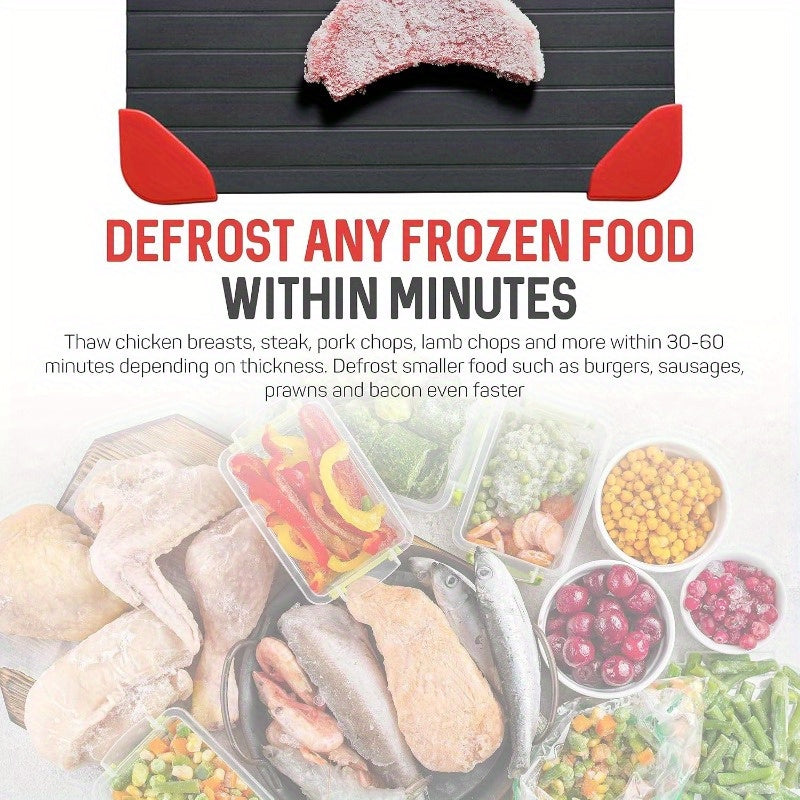 Fast Magic Meat Defrosting Board - Rapid Aluminum Thawing Tray with Silicone Edges, Efficient Frozen Meat Defroster for Kitchen, Perfect for Quick & Easy Meat Defrosting, Meat Thawing Devic