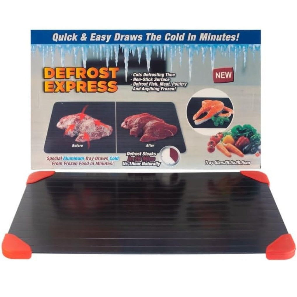 Fast Magic Meat Defrosting Board - Rapid Aluminum Thawing Tray with Silicone Edges, Efficient Frozen Meat Defroster for Kitchen, Perfect for Quick & Easy Meat Defrosting, Meat Thawing Devic