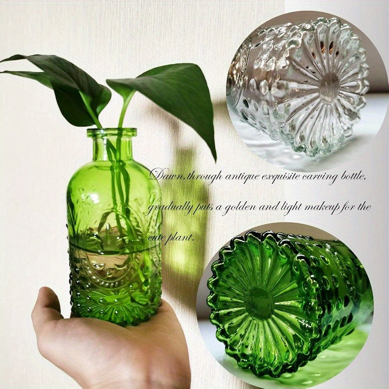 Vintage Glass Decorative Bottles with Cork Lids - Hand Wash Only, Round Apothecary Diffuser Vases for Home Decor, Spice Containers, Spell Jars, Wedding Witchcraft Supplies - No Electricity Required
