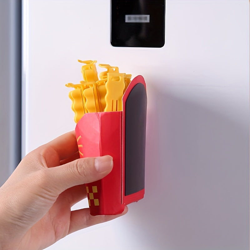 12pcs Potato Chip-Shaped Seal Clips and Snack Storage Box Set - Perfect for French Fries, Kitchen Freshness Preservation, and Refrigerator Organization