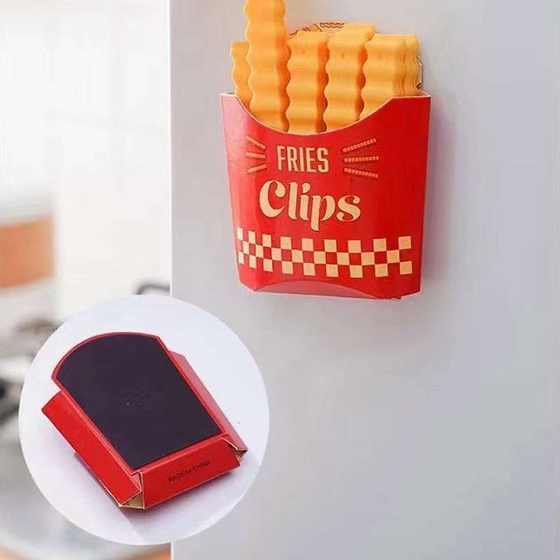 12pcs Potato Chip-Shaped Seal Clips and Snack Storage Box Set - Perfect for French Fries, Kitchen Freshness Preservation, and Refrigerator Organization