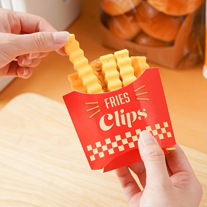 12pcs Potato Chip-Shaped Seal Clips and Snack Storage Box Set - Perfect for French Fries, Kitchen Freshness Preservation, and Refrigerator Organization