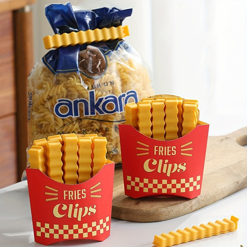 12pcs Potato Chip-Shaped Seal Clips and Snack Storage Box Set - Perfect for French Fries, Kitchen Freshness Preservation, and Refrigerator Organization
