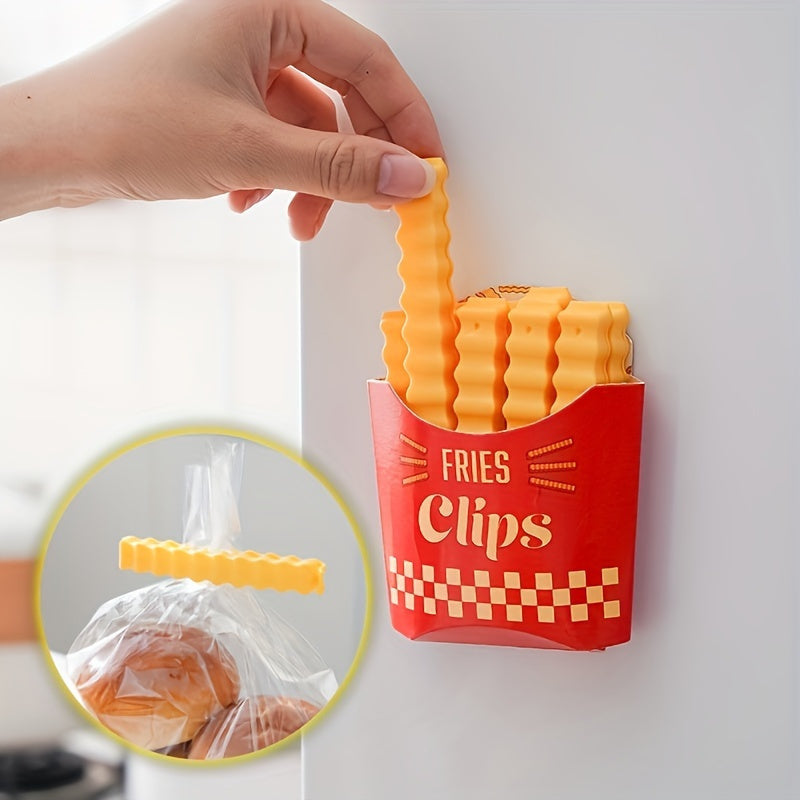 12pcs Potato Chip-Shaped Seal Clips and Snack Storage Box Set - Perfect for French Fries, Kitchen Freshness Preservation, and Refrigerator Organization