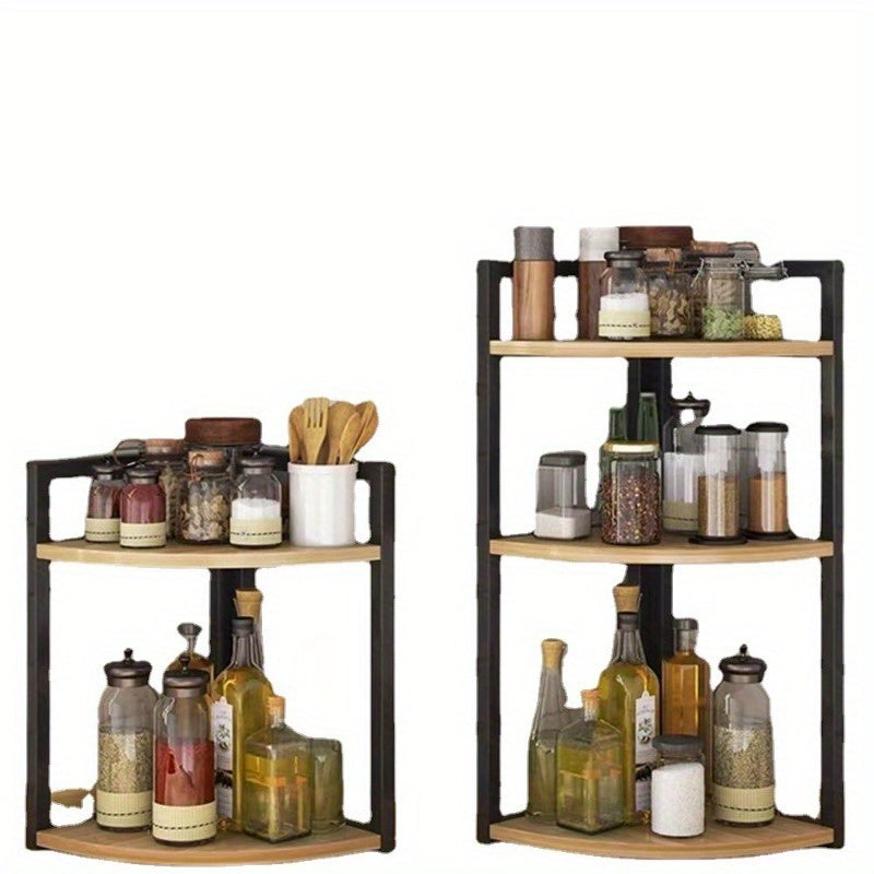 3-Tier Rustic Cast Iron Countertop Storage Rack - 1PC Space-Saving Floor-Standing Shelf for Home Organization, Bathroom Shelf with Metal Pipe