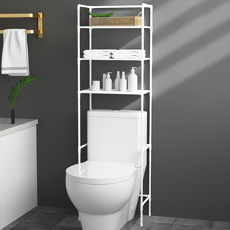 3-Tier Over-the-Toilet Metal Bathroom Organizer Rack - Space-Saving, Freestanding Multi-Purpose Storage Shelf for Toiletries, Durable Iron with Black Finish, Ideal for Bathroom Organization, Bathroom Organizers And Storage, Shelves