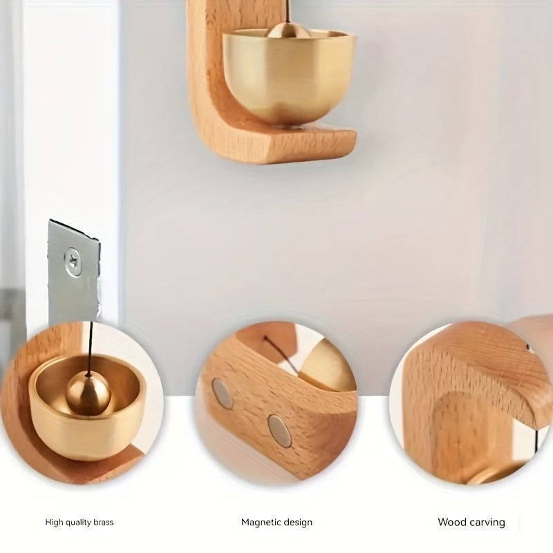Japanese-Inspired Healing Wind Chimes with Brass Bells - Wooden Hook Design for Home & Store Entrance Decor