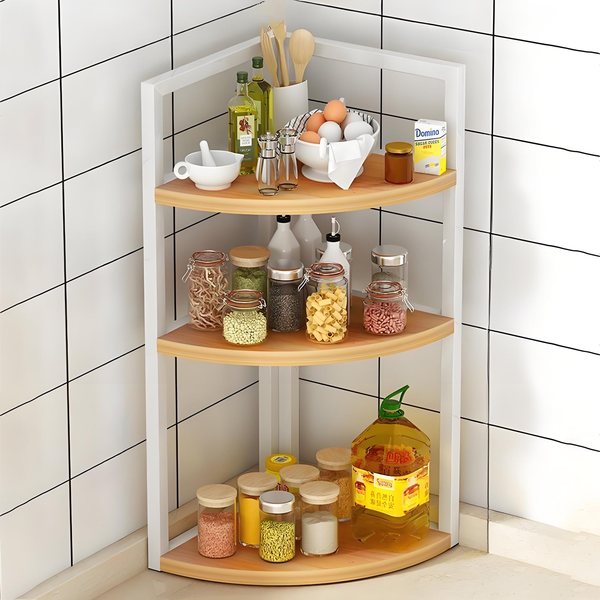 Versatile Corner Storage Shelf for Kitchen