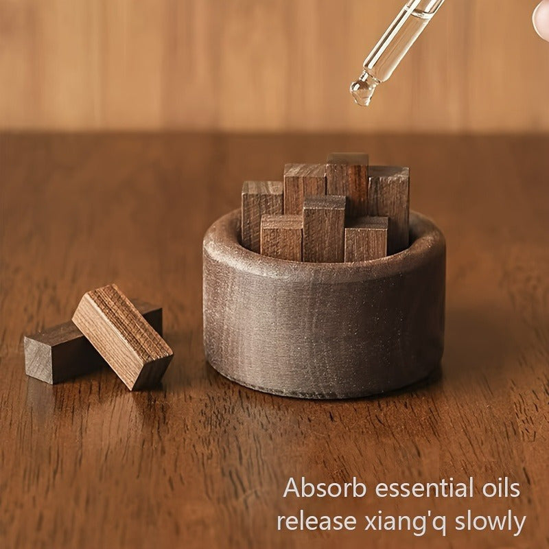 1set Walnut Pile Essential Oil Diffuser - Living Room, Study, Office Stick Set - No Fire, No Battery/Electricity, Cylinder Home Decoration Tabletop Ornament - Slow Release Aroma, 1 S