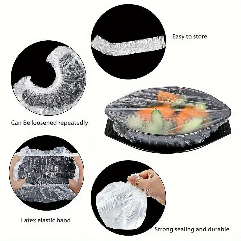 300pcs of High-Quality Disposable Food Wrap - Extremely Stretchable, Transparent, And Free from BPA, Suitable for Kitchen And Restaurant Applications - Accommodates All Plate Sizes And Helps Prevent Spoilage.