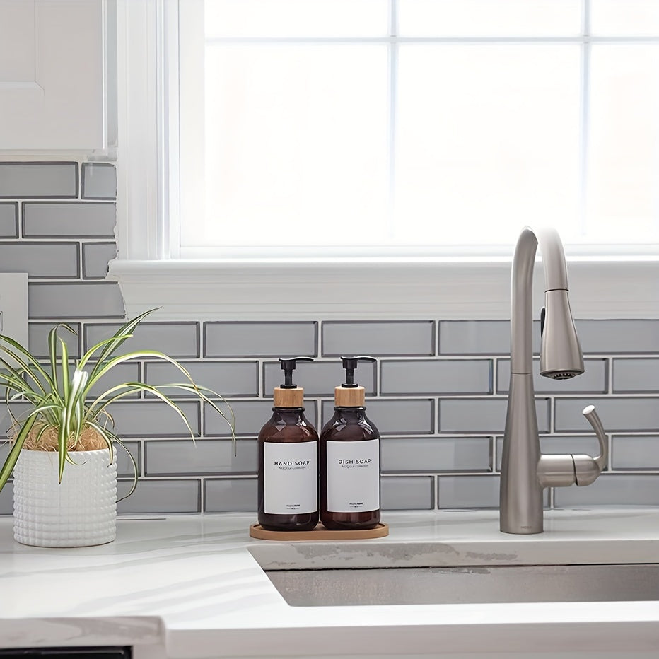 [Wooden Countertop Soap Dispenser Bottle] 1pc, Stylish Wooden Soap Dispenser and Bottle Holder for Countertop and Bathroom Decor