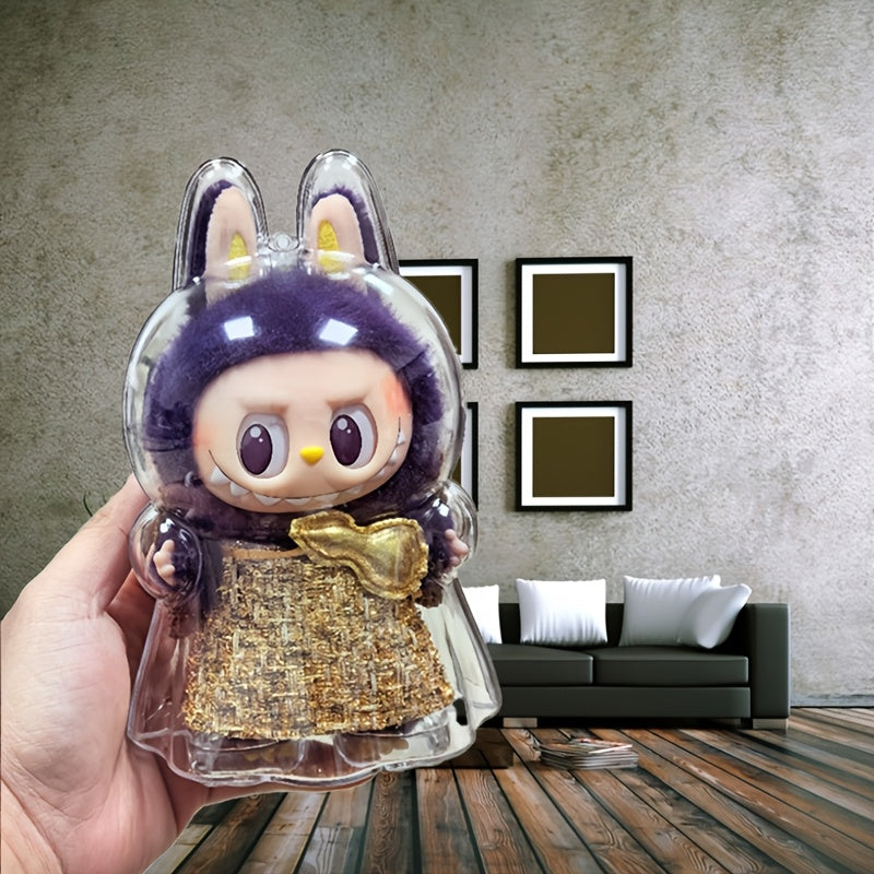LABUBU Monster Series Transparent Acrylic Protective Case - Dustproof Storage Box, Lightweight & Hand-Washable, Ideal for Collectible Figurines & Home Decor Accessories, Collectible Storage|Playful Design|Glossy Finish, Monster Figurines