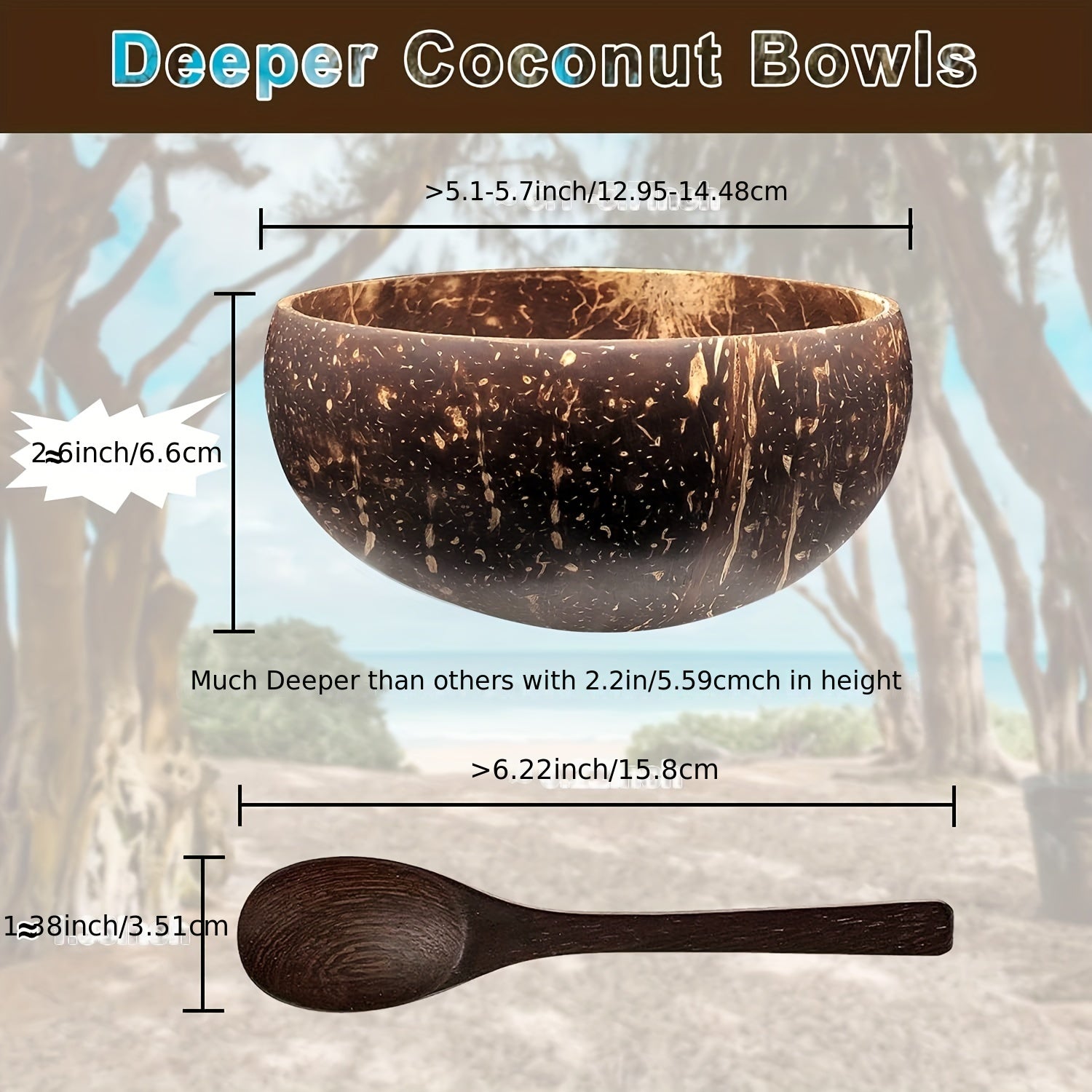 1 set of 4, two coconut bowls and two wooden spoons, coconut bowl and wooden spoon set, healthy vegetarian salad bowl set, ice cream bowl, natural coconut bowl