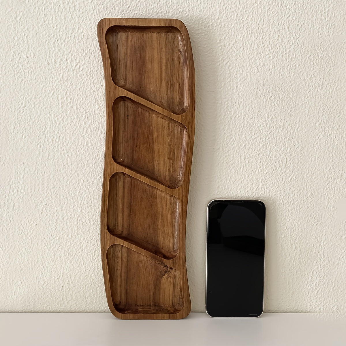 Versatile Wooden Snack Tray with 3/4 Compartments