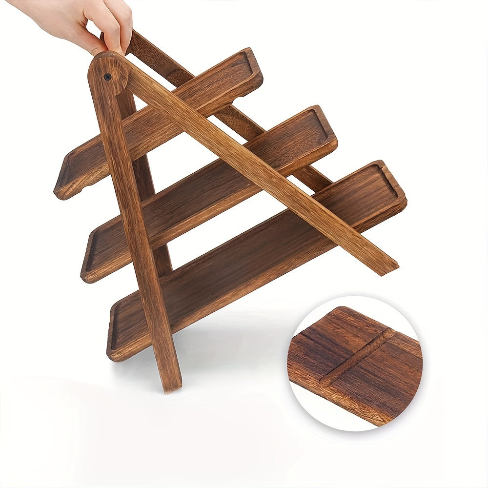 1-Tier Rustic Wooden Tray Rack - Versatile 3-Tier