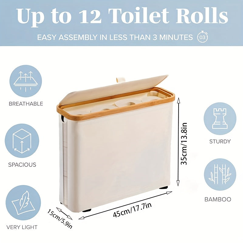 1pc Modern Bamboo Toilet Paper Storage Basket