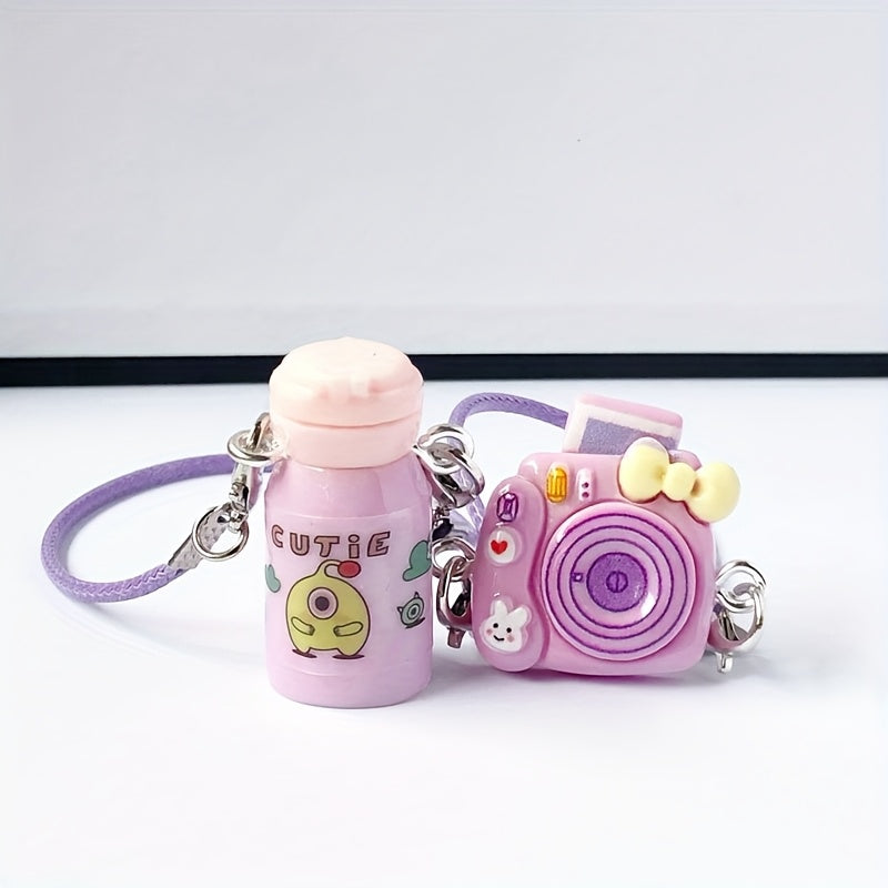2pcs/4pcs BUBU Accessories. Mini Travel Suitcase Dollhouse Miniature Model Scene Props, OB11 Scene Decorations, Bubu Small Accessories Keychain Pendant Doll Ornament DIY Decoration Bottle Thermos Camera Bag Mini Figure Hanging Gifts for Festivals