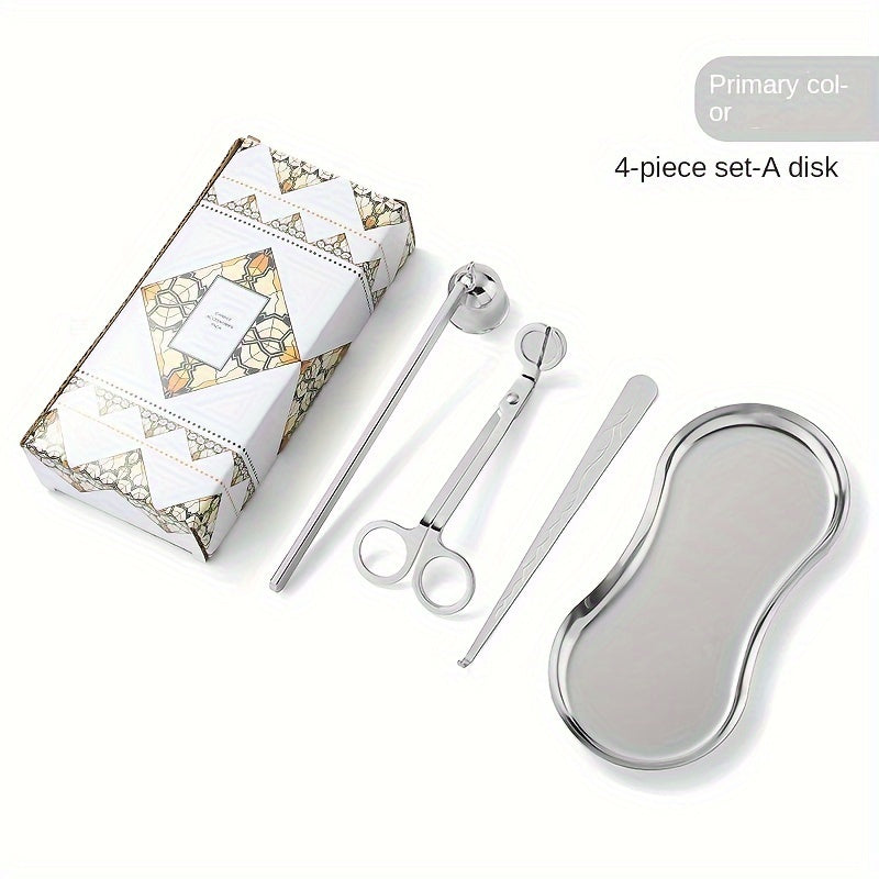 3/4pcs Small Aromatherapy Candle Tool Set, Candle Snuffer Tool Set, Stainless Steel Candle Scissors, Wick Trimmer, Candle Extinguisher Cover, Candle Wick Hook, Candle Accessories