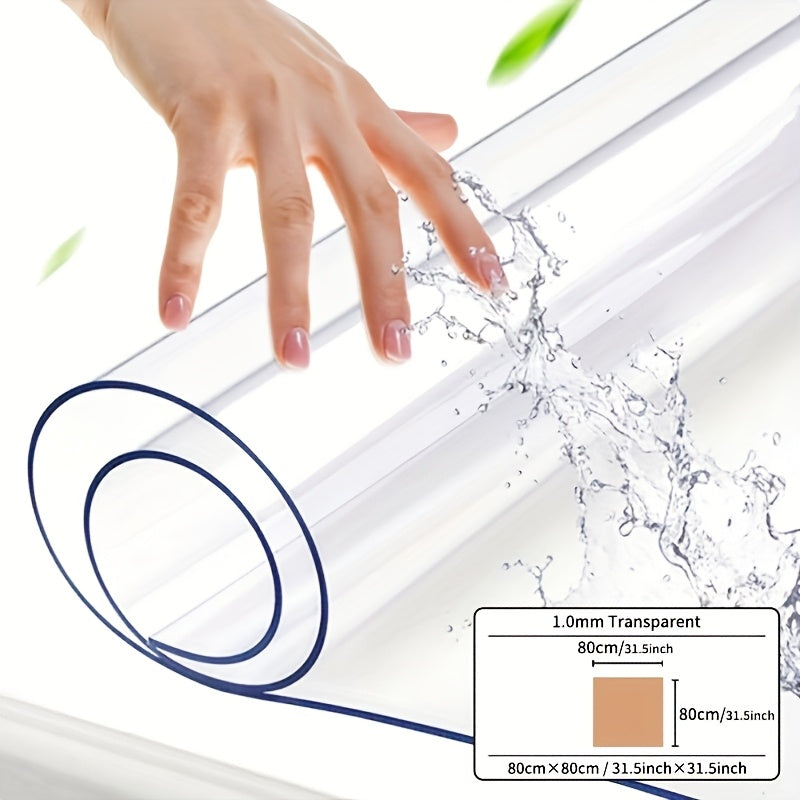 1pc Luxury Transparent Tablecloth - 1.0mm Thick PVC, Scratch & Heat Resistant, Protective Film for Dining & Coffee Tables - Ideal for Home, Office, Hotel Use - Elegant Square Design, Tablecloth