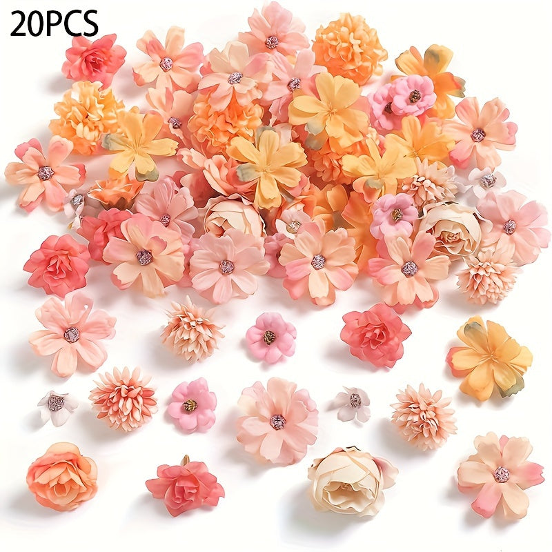 Artificial Rose 20pcs Fake Flower Head Set - For Wedding, Christmas, Home Decorations - Without Container, No Electricity, No Battery - Occasion: Engagement, Halloween, Thanksgiving, Valentine's Day, Graduation - Plant Type: Daisy