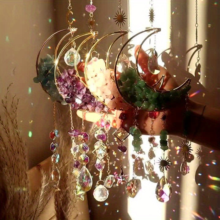 1/7pcs Natural Gravel Hourglass Moon Amethyst Powder Crystal Collection: Green Dongling Egg White Obsidian, Yellow Crystal, Sea Blue Gem