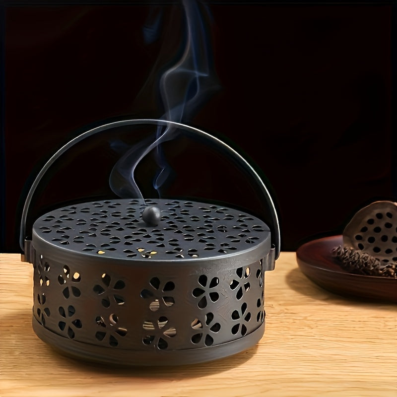 [Vintage Coil Holder] Portable Metal Mosquito Coil Holder with Handle | Vintage Style Iron Incense Burner for Home & Outdoor Decor