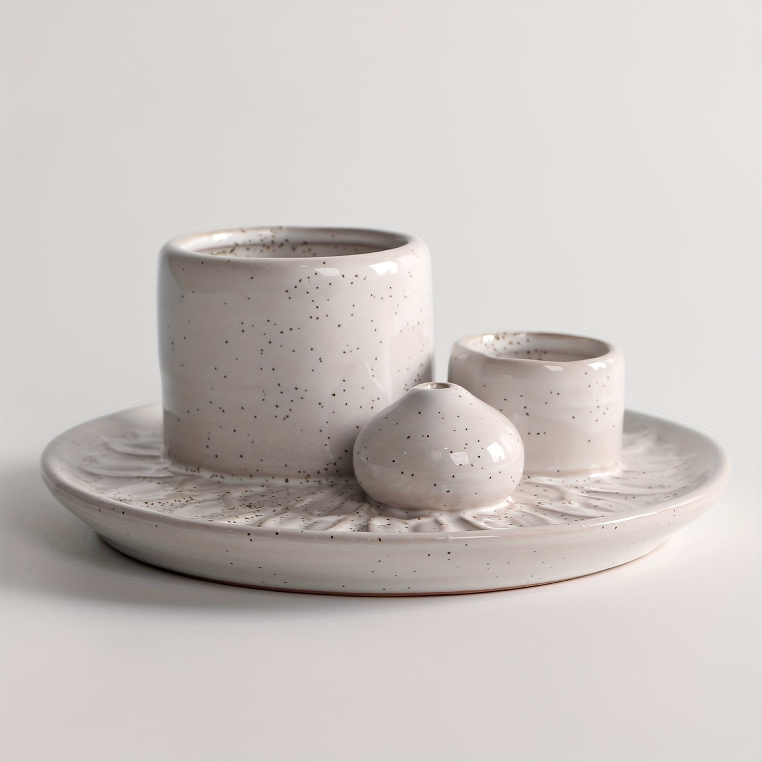 1pc 4-in-1 Ceramic Incense Burner Holder – Palo Santo & Sage Smudge Stand with Stick & Candle Holder, Elegant Home Decor for Meditation, Yoga, and Aromatherapy Relaxation, Home Relaxation | Rustic Ceramic Holder | Terracotta Design, Incense Holder
