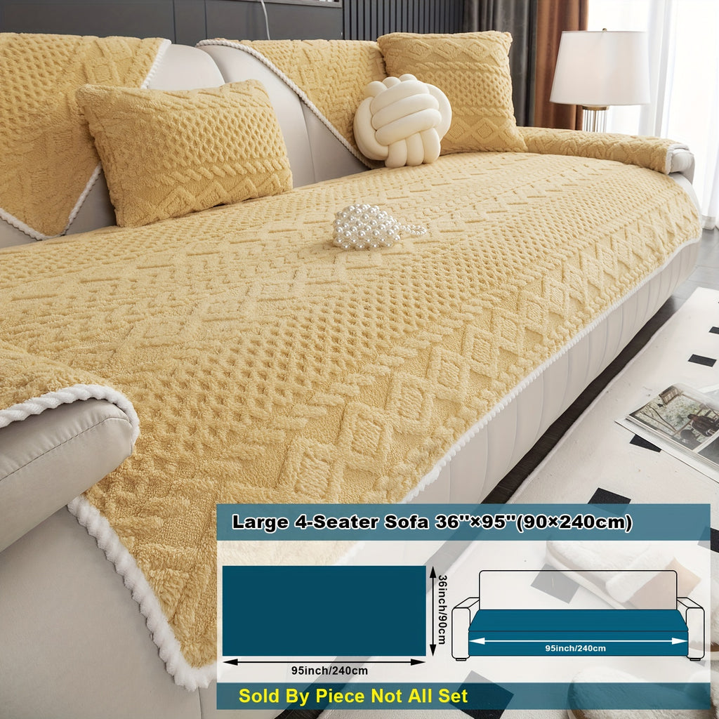 Classic Jacquard Shu Velveteen Sofa Cover - Pet-Friendly, Non-Slip, Machine Washable, Breathable 100% Polyester, 1pc
