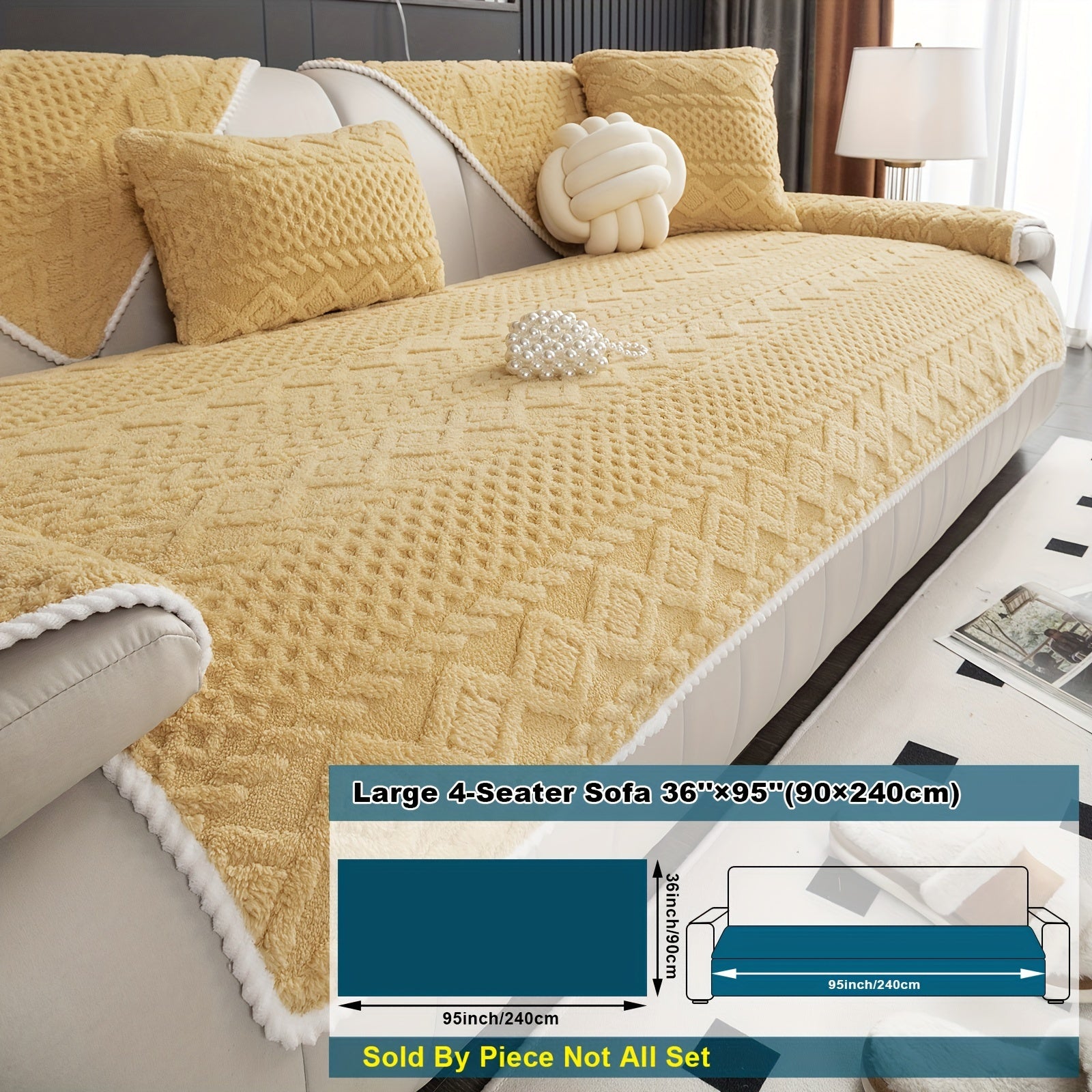 Classic Jacquard Shu Velveteen Sofa Cover - Pet-Friendly, Non-Slip, Machine Washable, Breathable 100% Polyester, 1pc