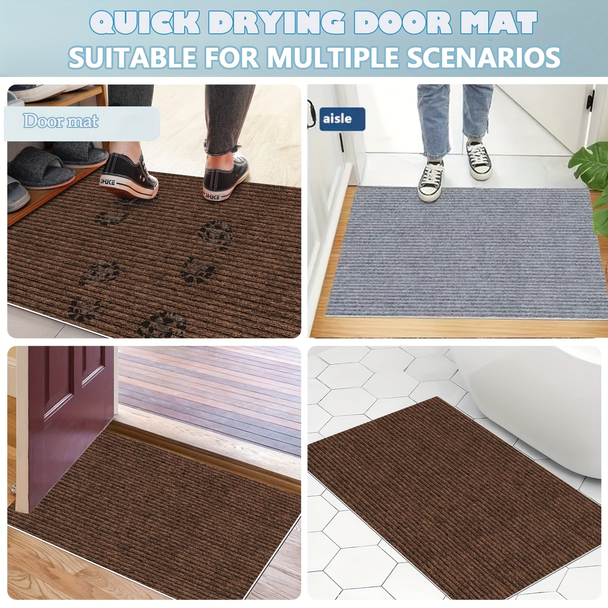 Entryway Mat, Dog Door Mat Indoor Door Mat for Entrance, Non Slip Absorbent Low Profile Front Doormat, Rubber Backing Indoor Outdoor Entrance, Trapping Welcome Mats, Dog Door Mat for Muddy Paws Absorbs Moisture, Washable Mat, Quick Dry mat