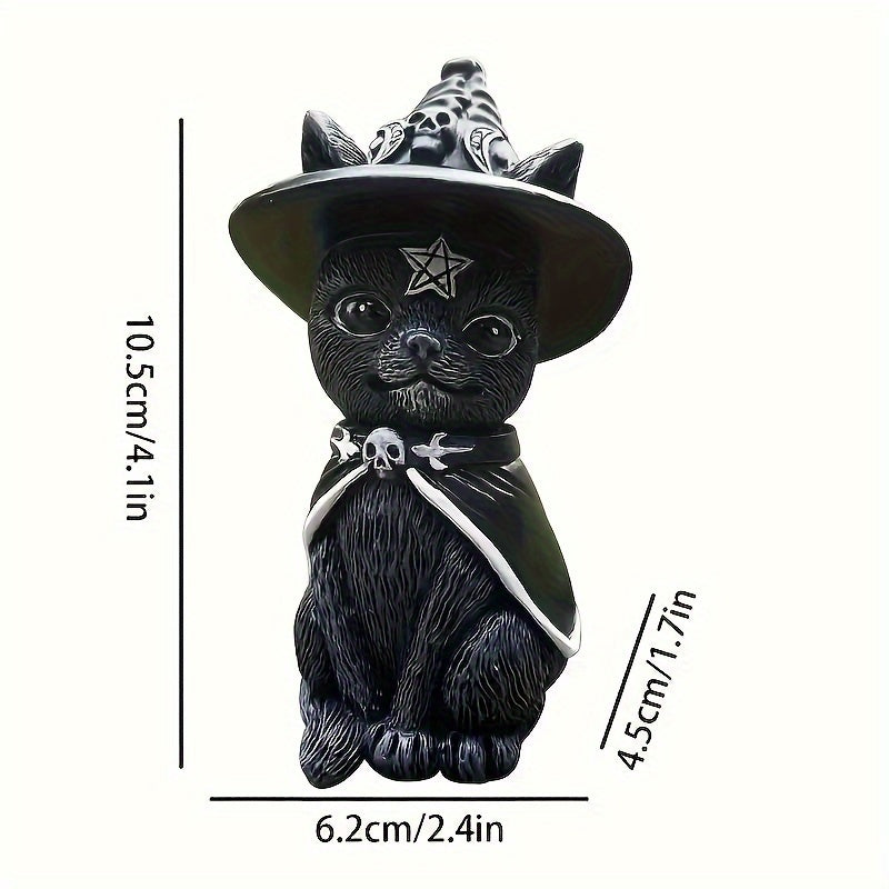 1pc, Exquisite Winged Occult Cat Figurine - Poly Resin Decorative Figurine with Mysterious Design - Ideal for Home Room Decor, Desk, Garden, and Room Decoration Supplies